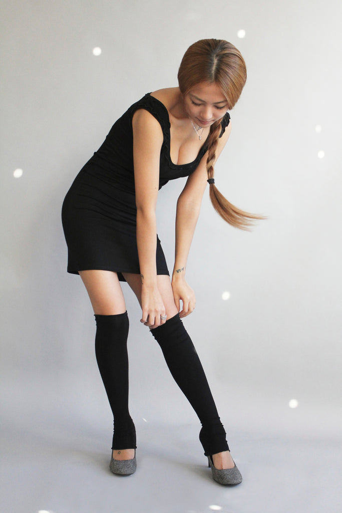 black stockings- high + low