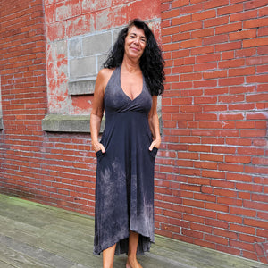 harmony vneck halter dress in black mineral