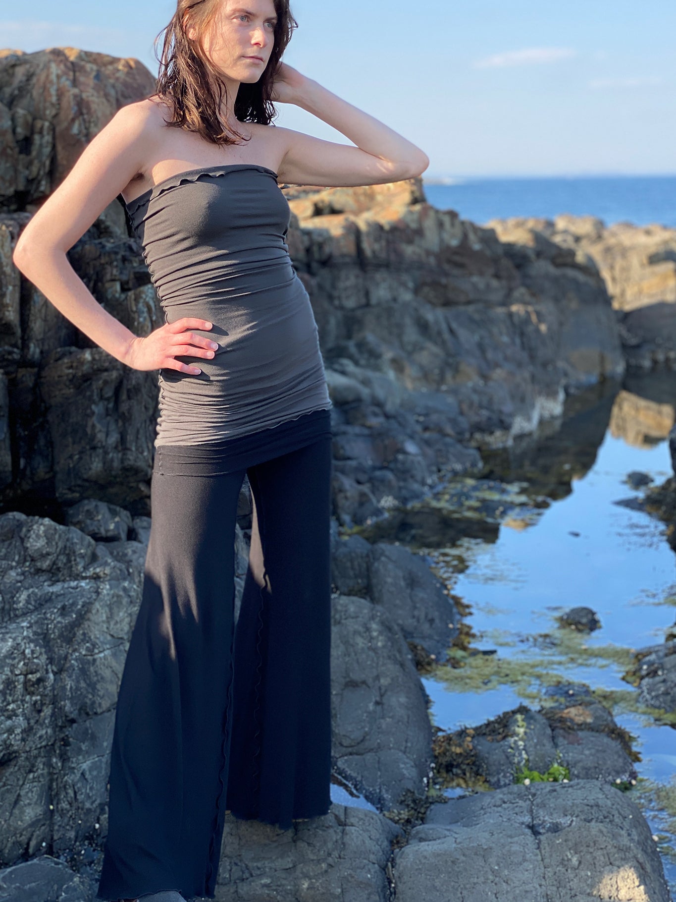 swirlsuit wide leg jumpsuit in black