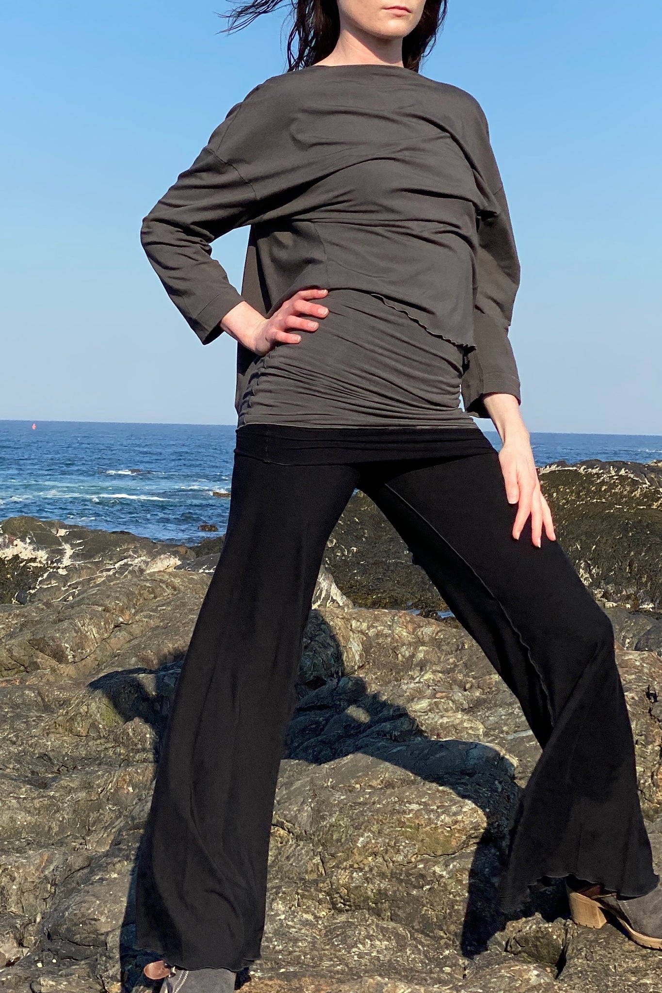 swirlsuit wide leg jumpsuit in black