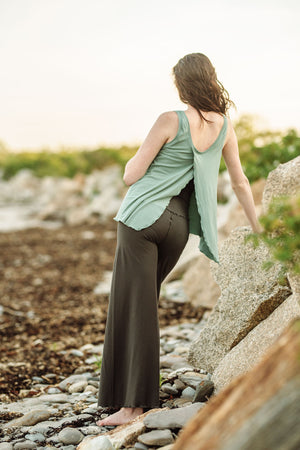 swirlsuit wide leg jumpsuit in ore with tulip tank in rain