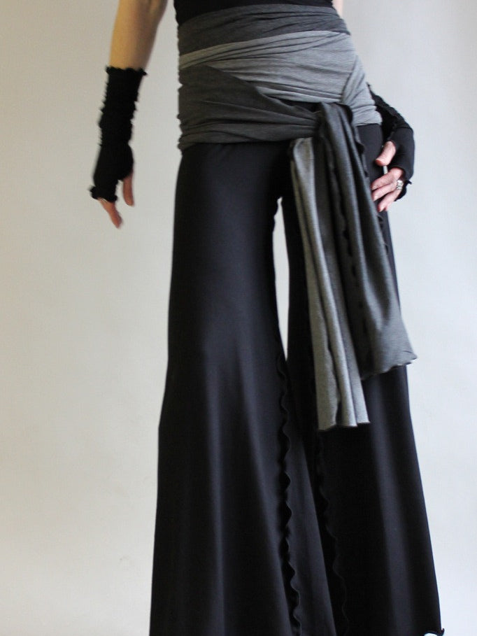 black bamboo swirl suit with charcoal/granite obi sash by angelrox