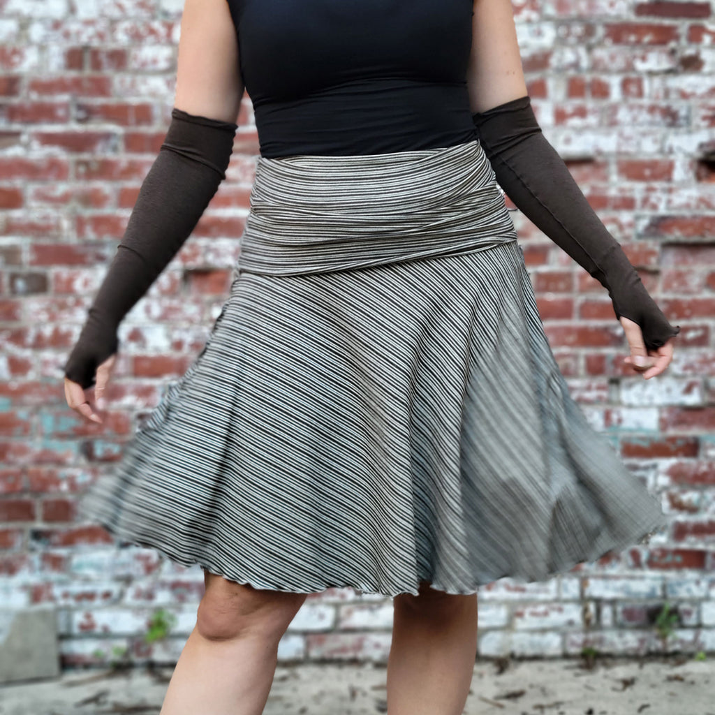 lady flirt in earth stripe worn as a skirt