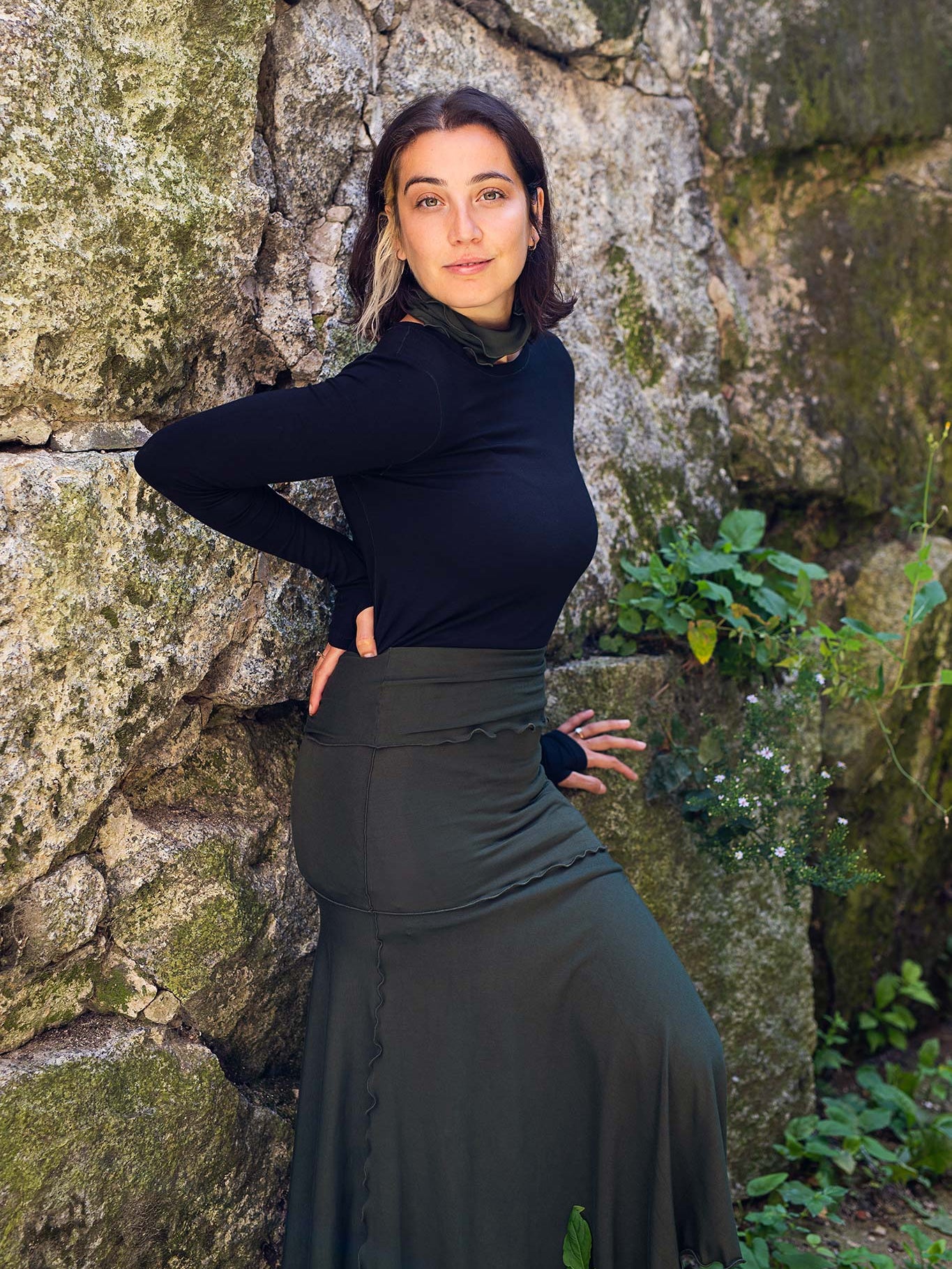 flirt worn as a long skirt in fir