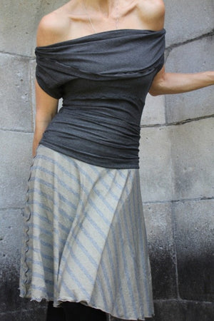 mountain flirt as skirt with charcoal flirt upside down and shrugged