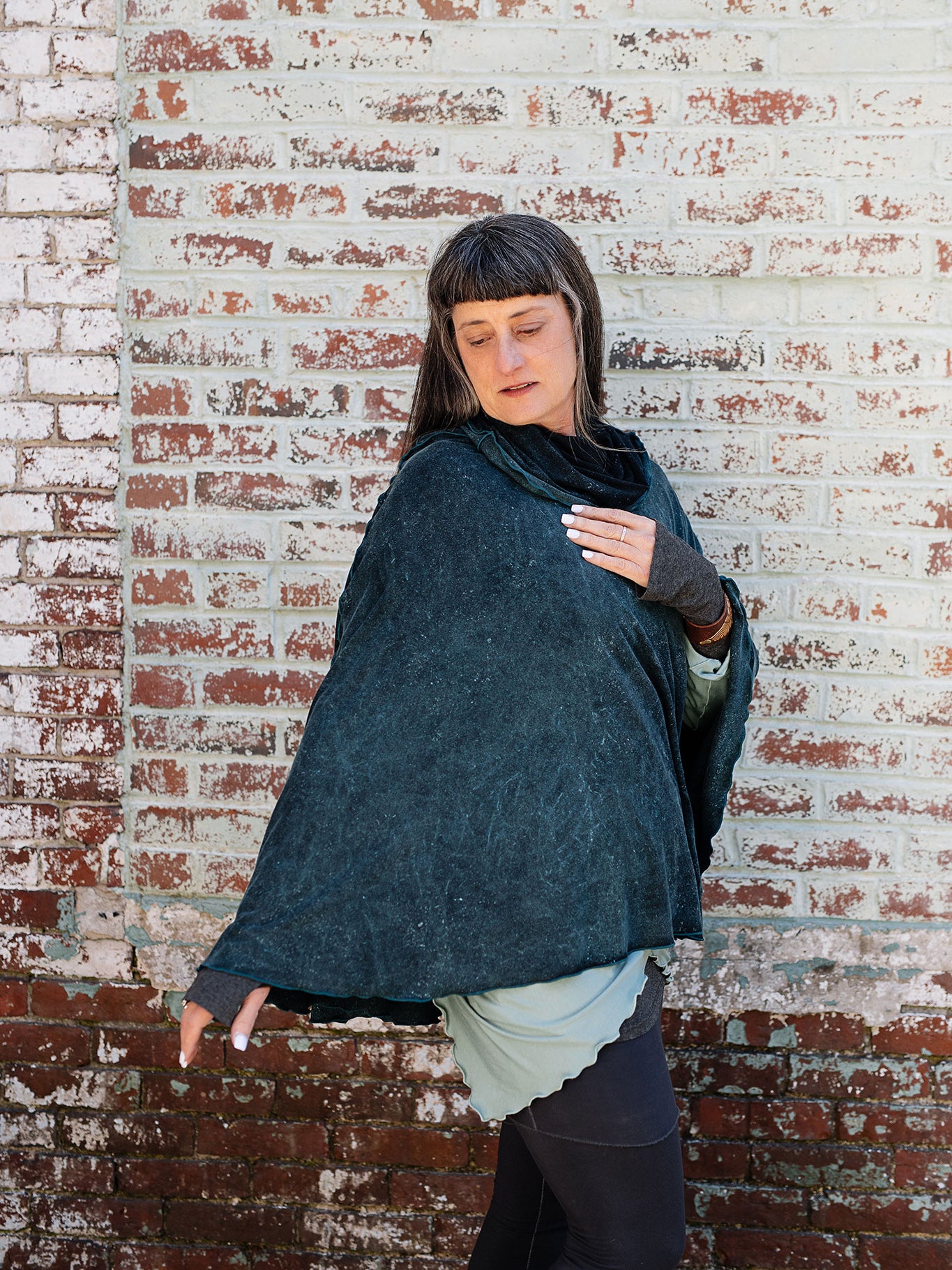 lady flirt in blue mineral worn as a poncho
