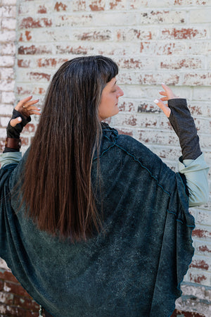 lady flirt in blue mineral worn as a poncho