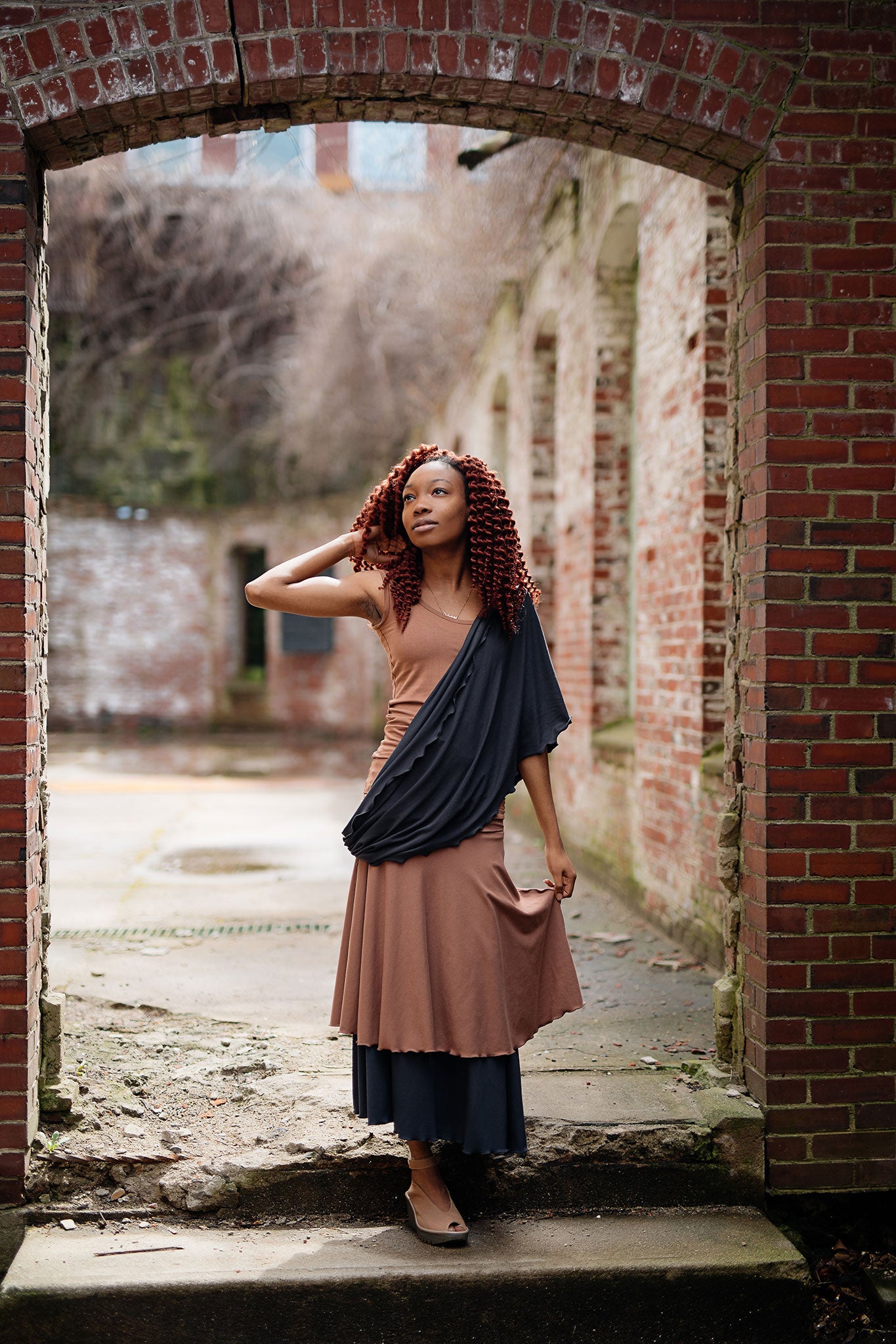 loop infinity scarf shawl in carbon + cedar core + cedar and carbon lady flirt 