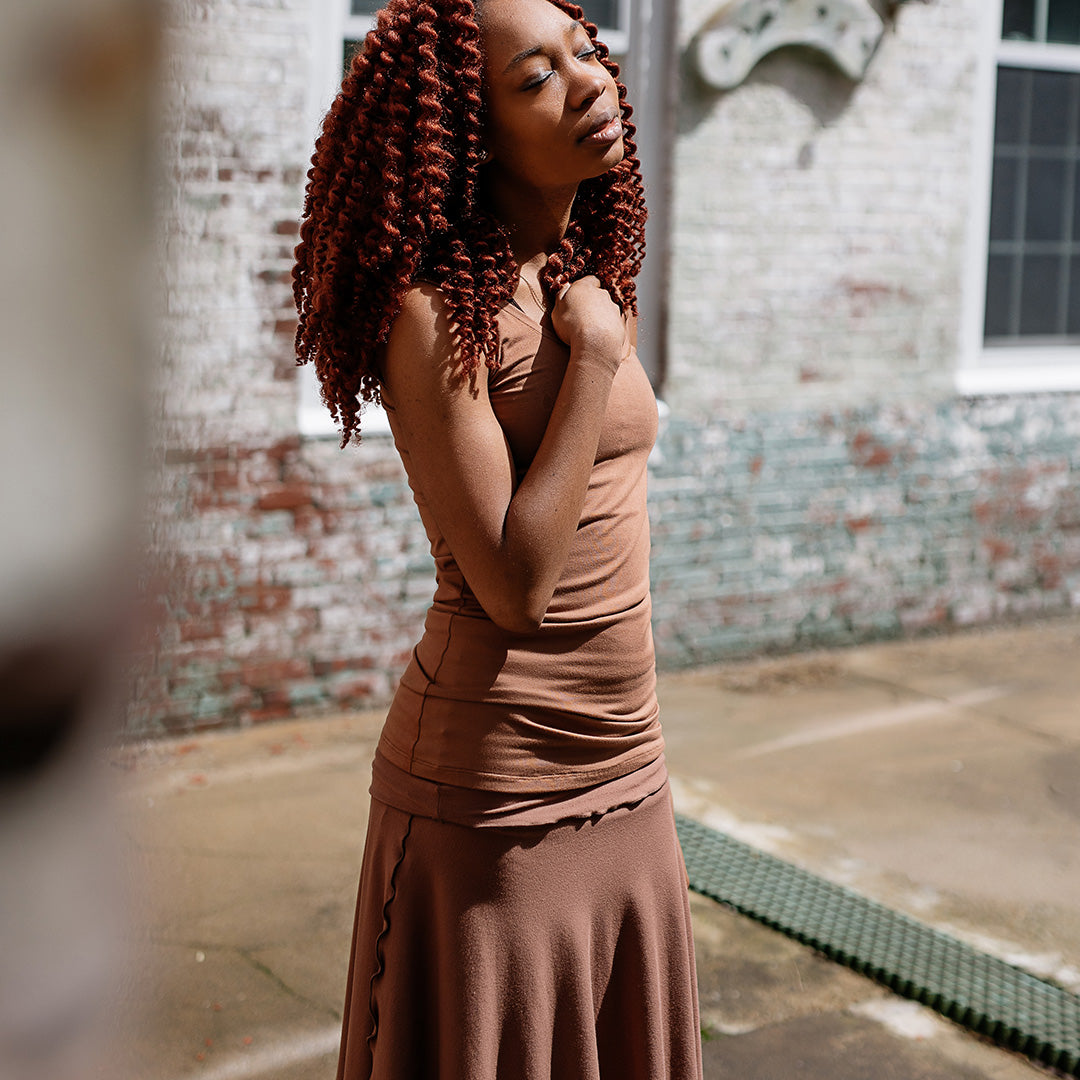 core tank in cedar paired with lady flirt in cedar