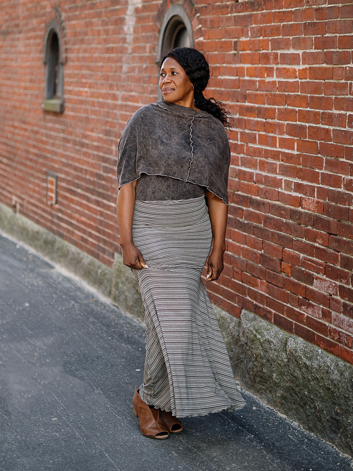 lady flirt dress skirt in earth stripe + mineral loop