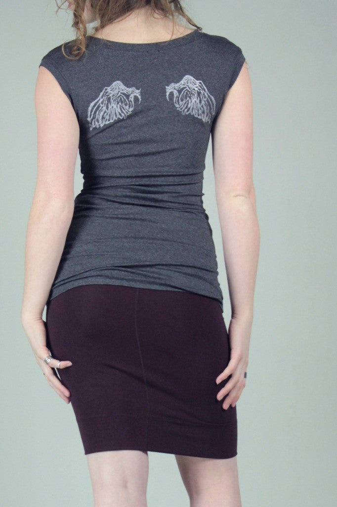 charcoal wing tunic with black tube