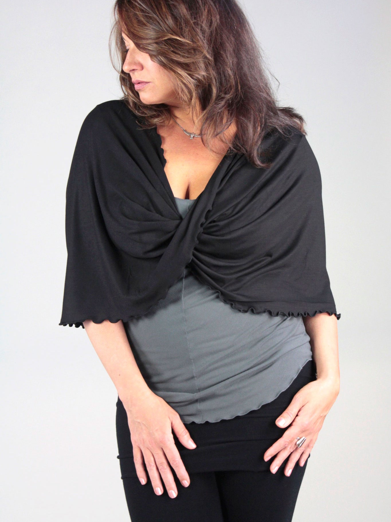 tissue loop infinity scarf in black