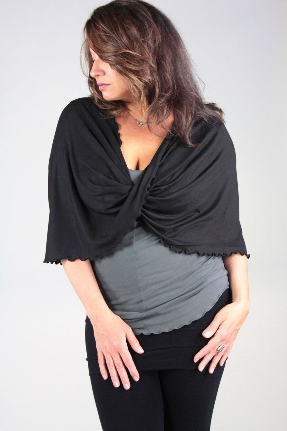 Cashmere Shawl with Finland Fur Trim | Sofia Cashmere