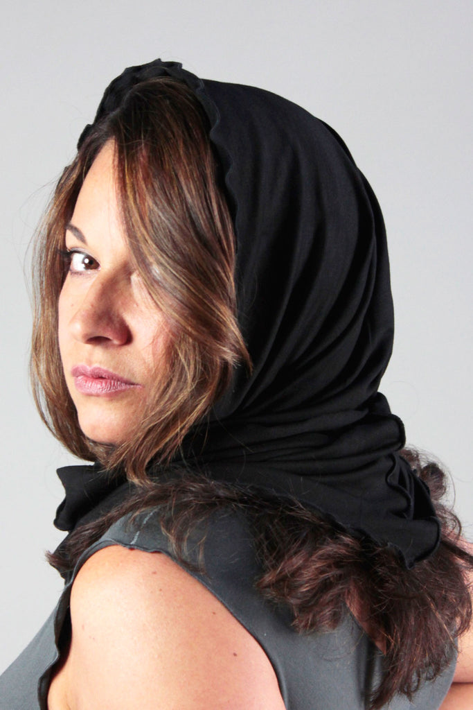 tissue loop infinity scarf in black