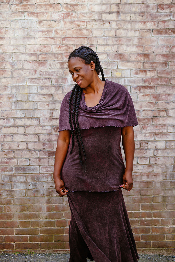 shift tunic tank in regal mineral paired with loop in iris mineral + lady flirt in regal mineral