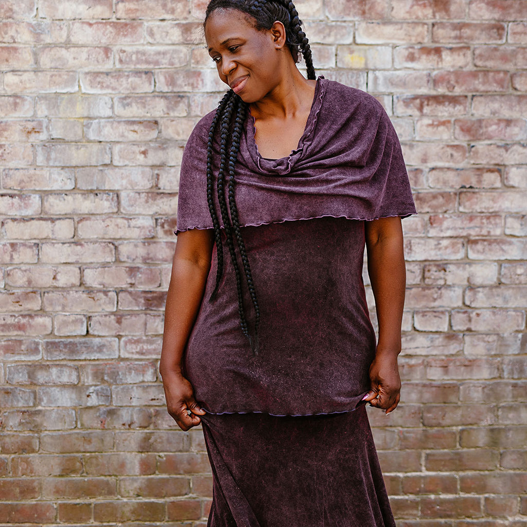 shift tunic tank in regal mineral paired with loop in iris mineral + lady flirt in regal mineral