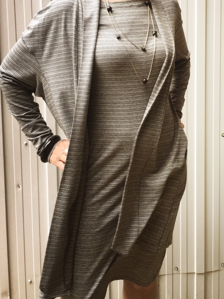 hstripe coco blazer over matching sheath