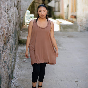 shift tunic in cedar paired with capri base legging in black