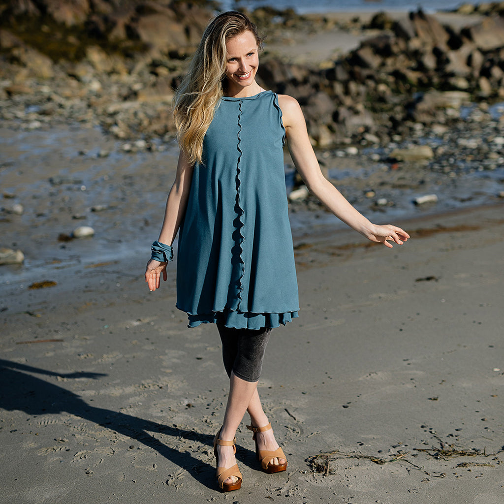 shift tunic tank in ocean styled with mineral capri