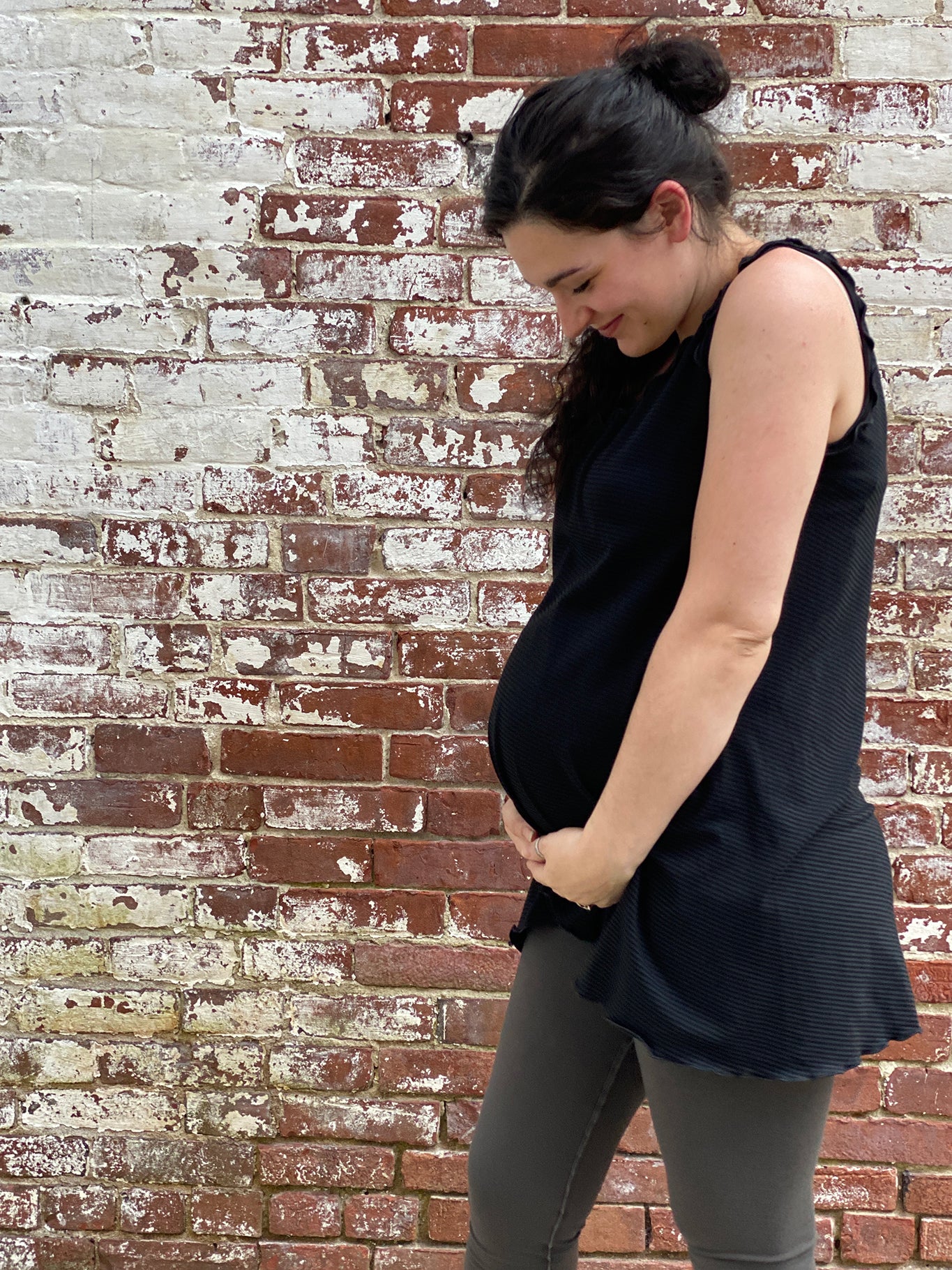 sweet mama marly wearing shift tank in subtle black