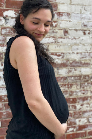 sweet mama marly wearing shift tank in subtle black
