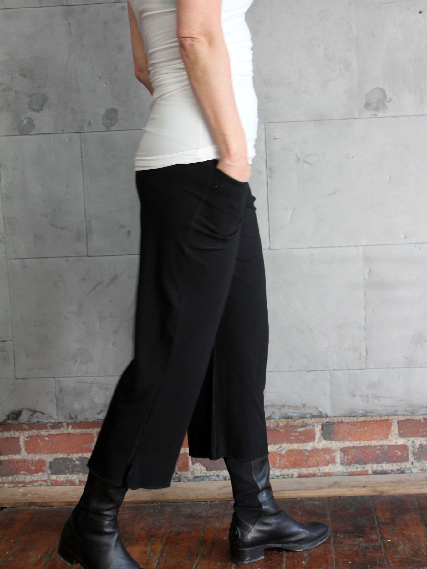 the kick pant is perfect paired with boots or barefeet