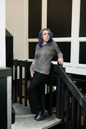 suger trouser in black with mineral pop top