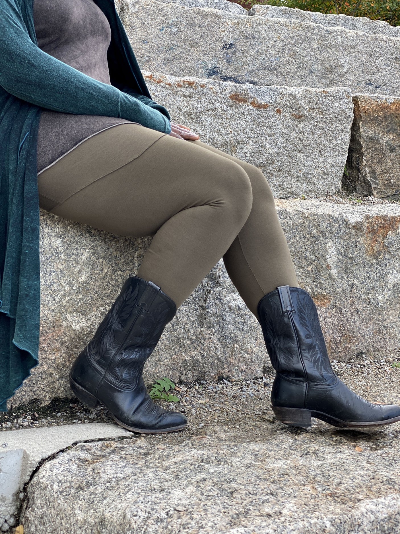 olive playsuit as a skirt and legging piece