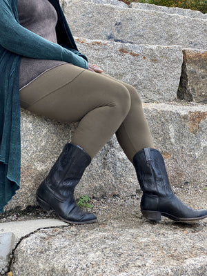 olive playsuit as a skirt and legging piece