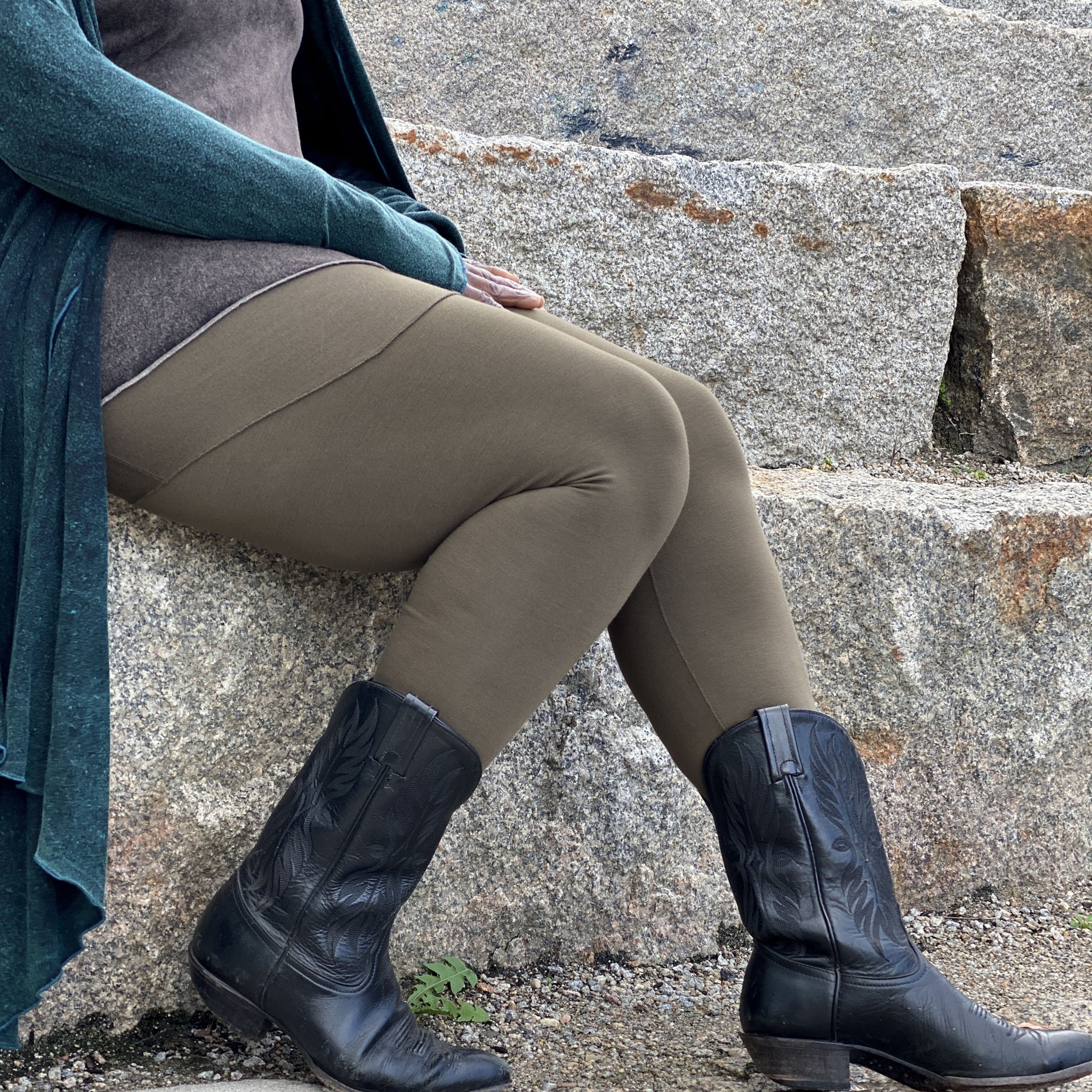 olive playsuit as a skirt and legging piece