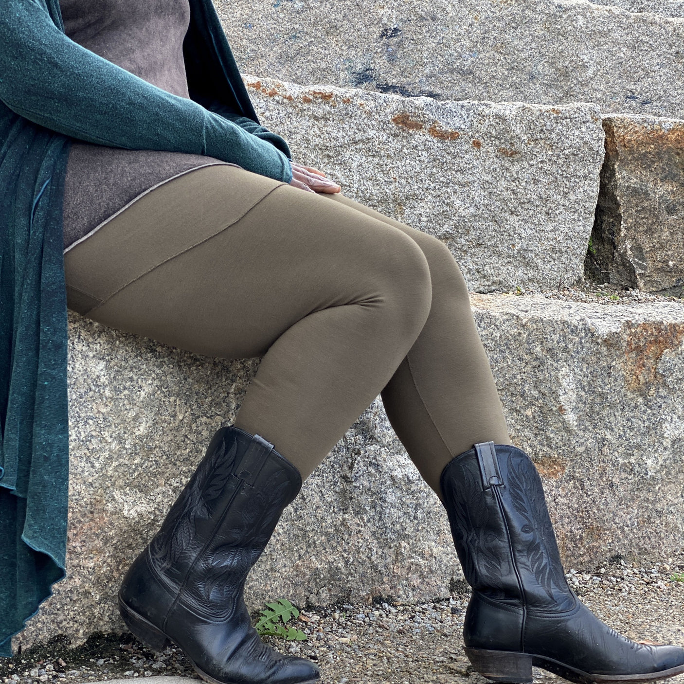 olive playsuit as a skirt and legging piece