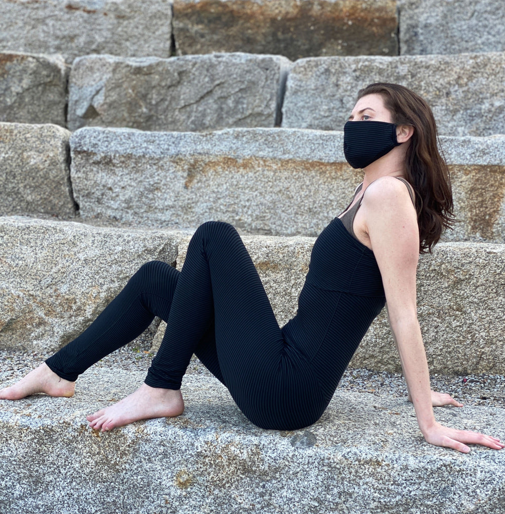 subtle black stripe climber as a full body suit + whisper mask
