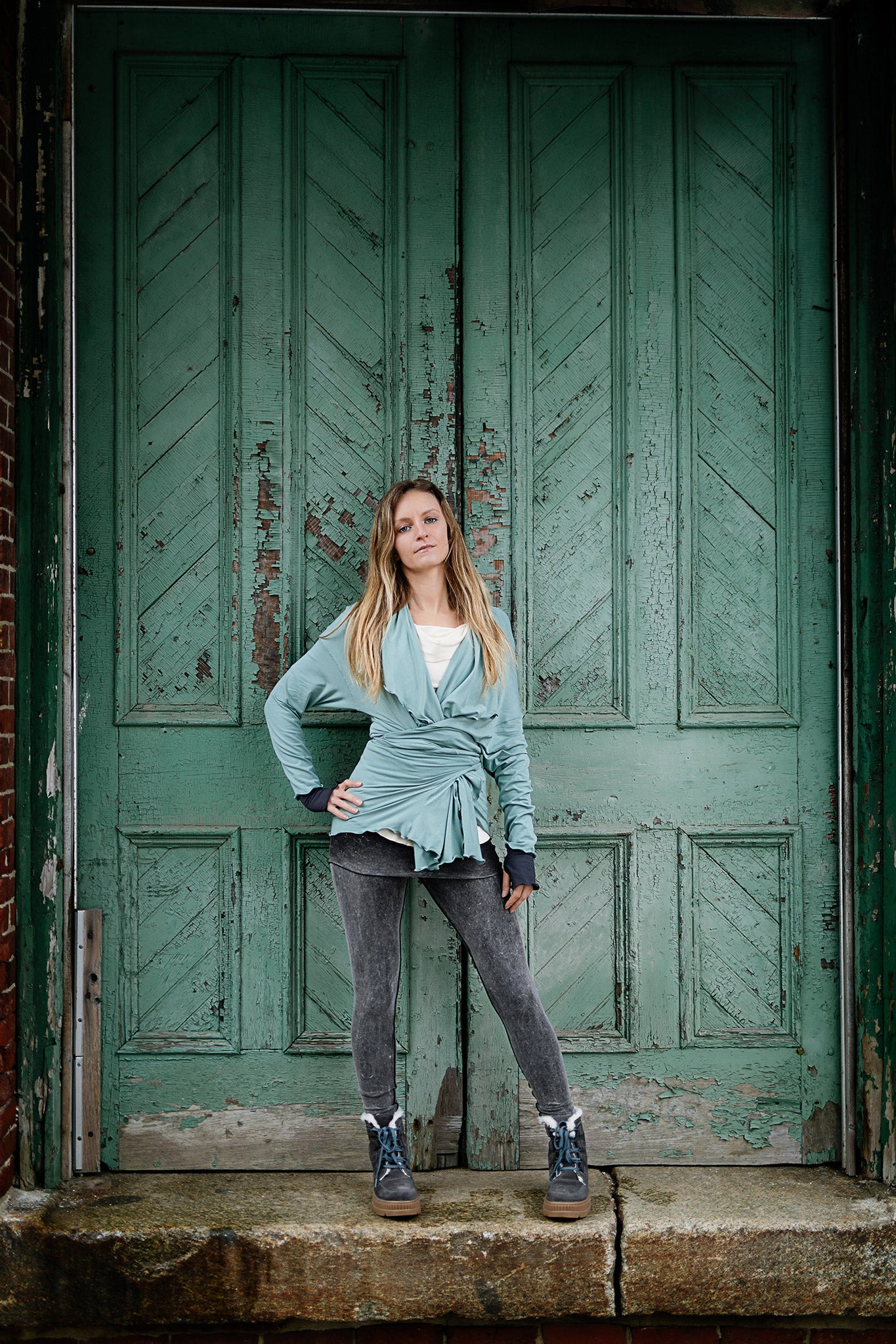 river jacket in glass with mineral playsuit legging