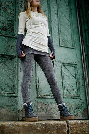 playsuit in mineral black stitch with grace cowl neck top in milk