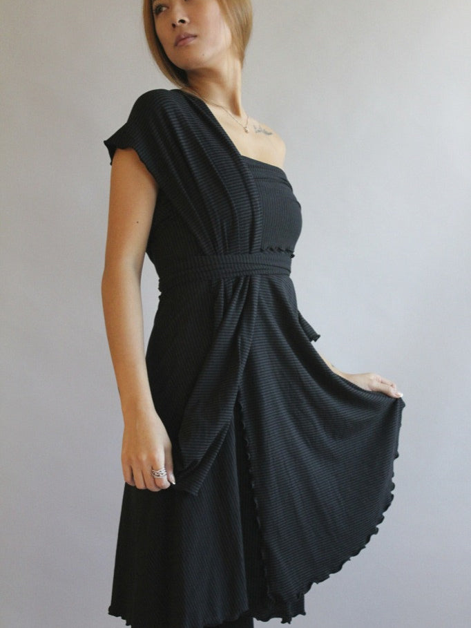the wrap by angelrox in subtle black stripe bamboo + organic cotton