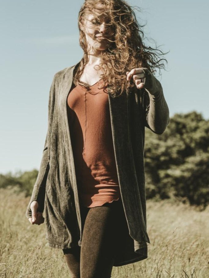 mineral bamboo coco blazer over spice shell