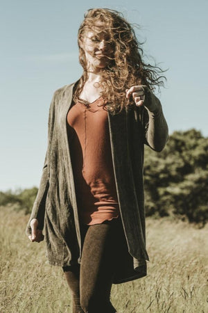 mineral bamboo coco blazer over spice shell