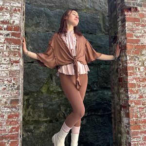 flutter jacket in cedar paired with ballet honey top + cedar base