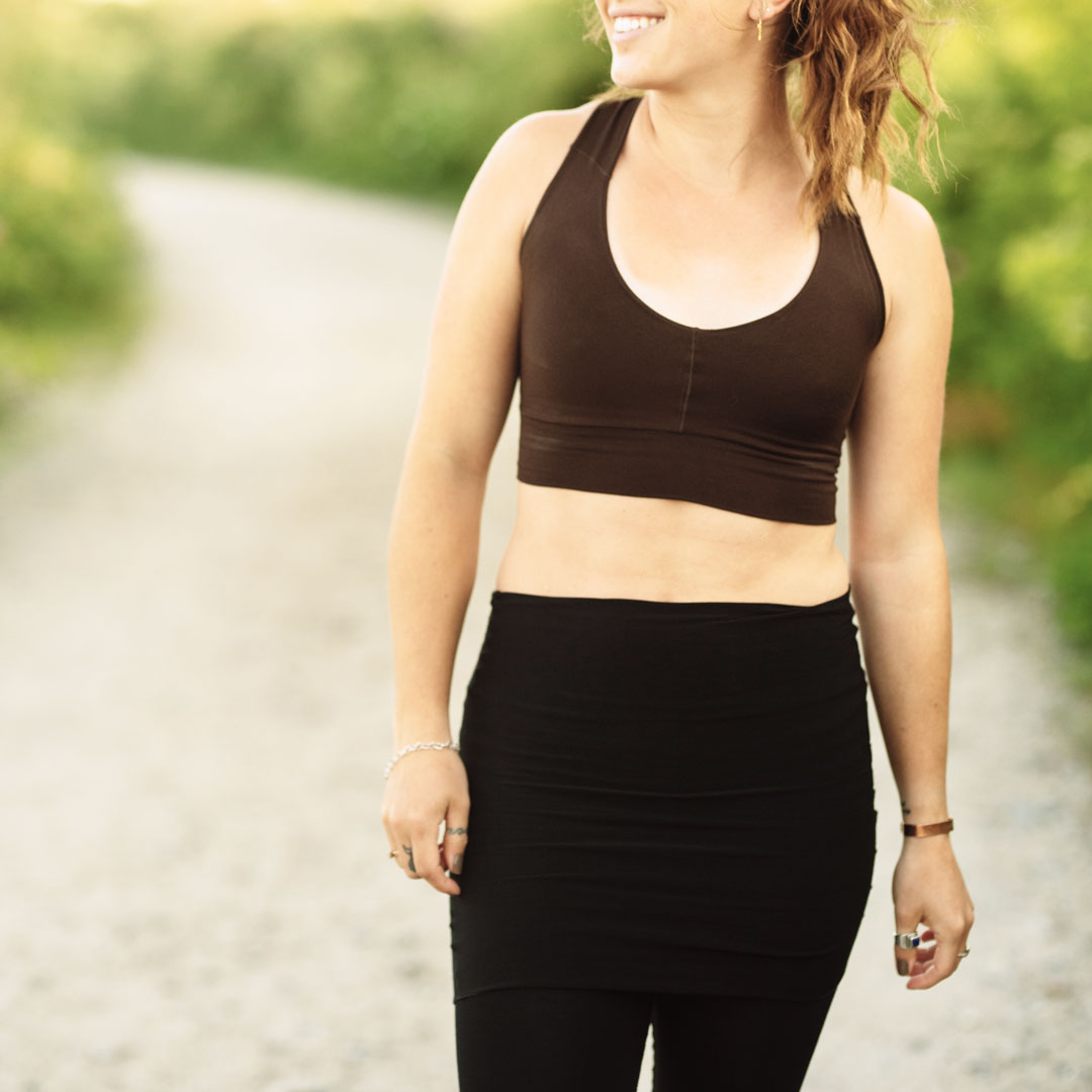 peat balance bra + black playsuit