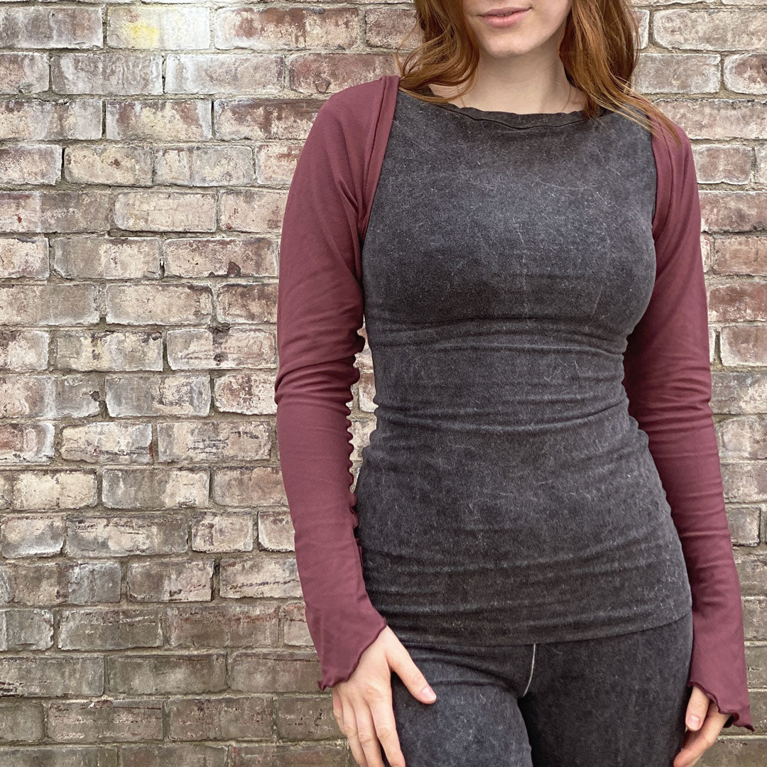 cap tunic in mineral with lush shrug