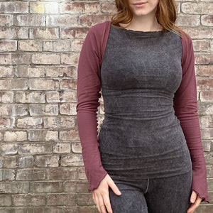 cap tunic in mineral with lush shrug