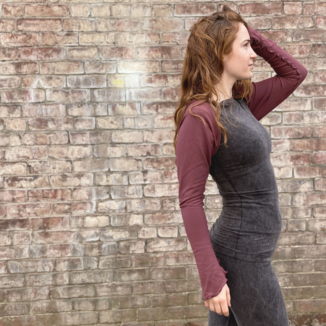 cap tunic in mineral with lush shrug