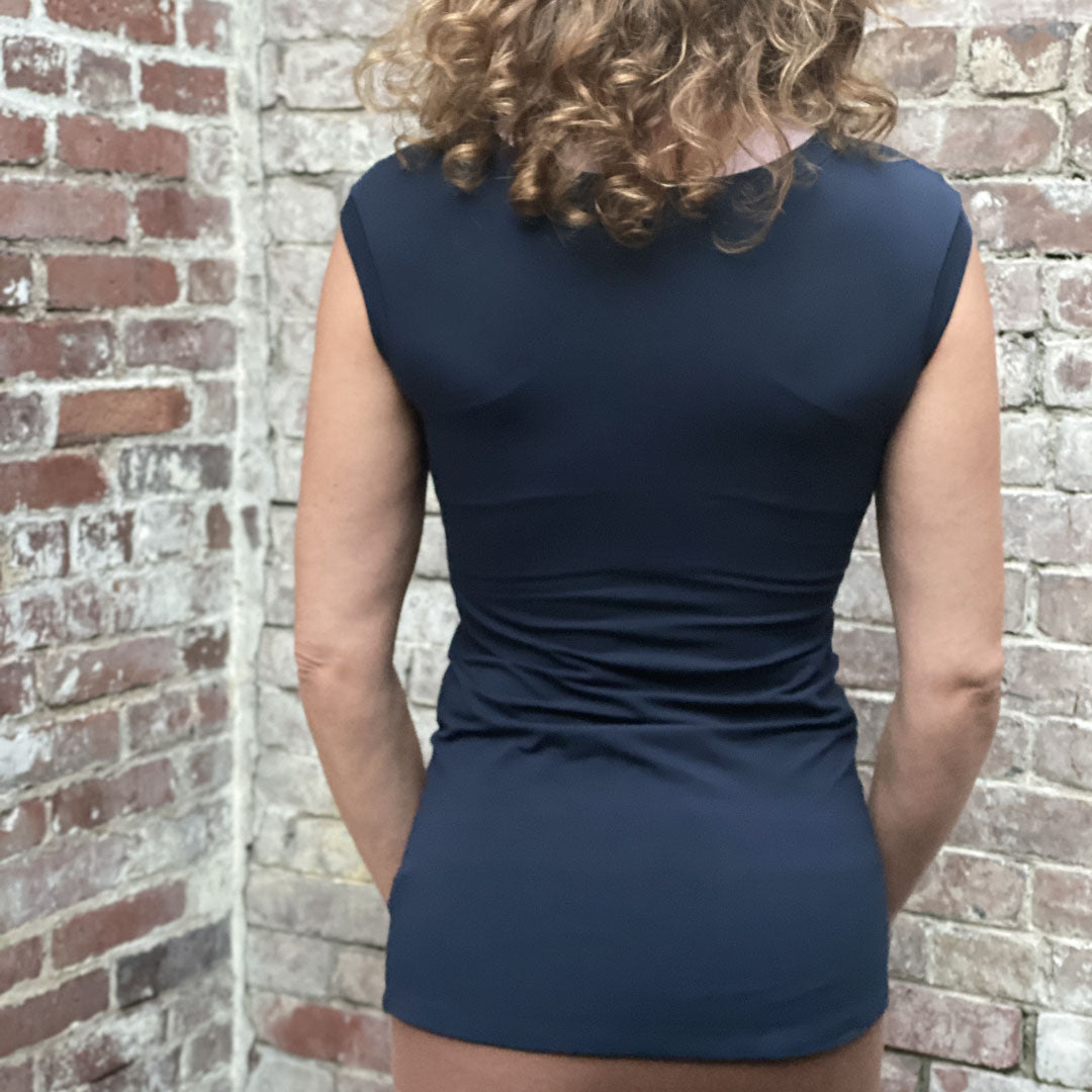 navy cap tunic back view