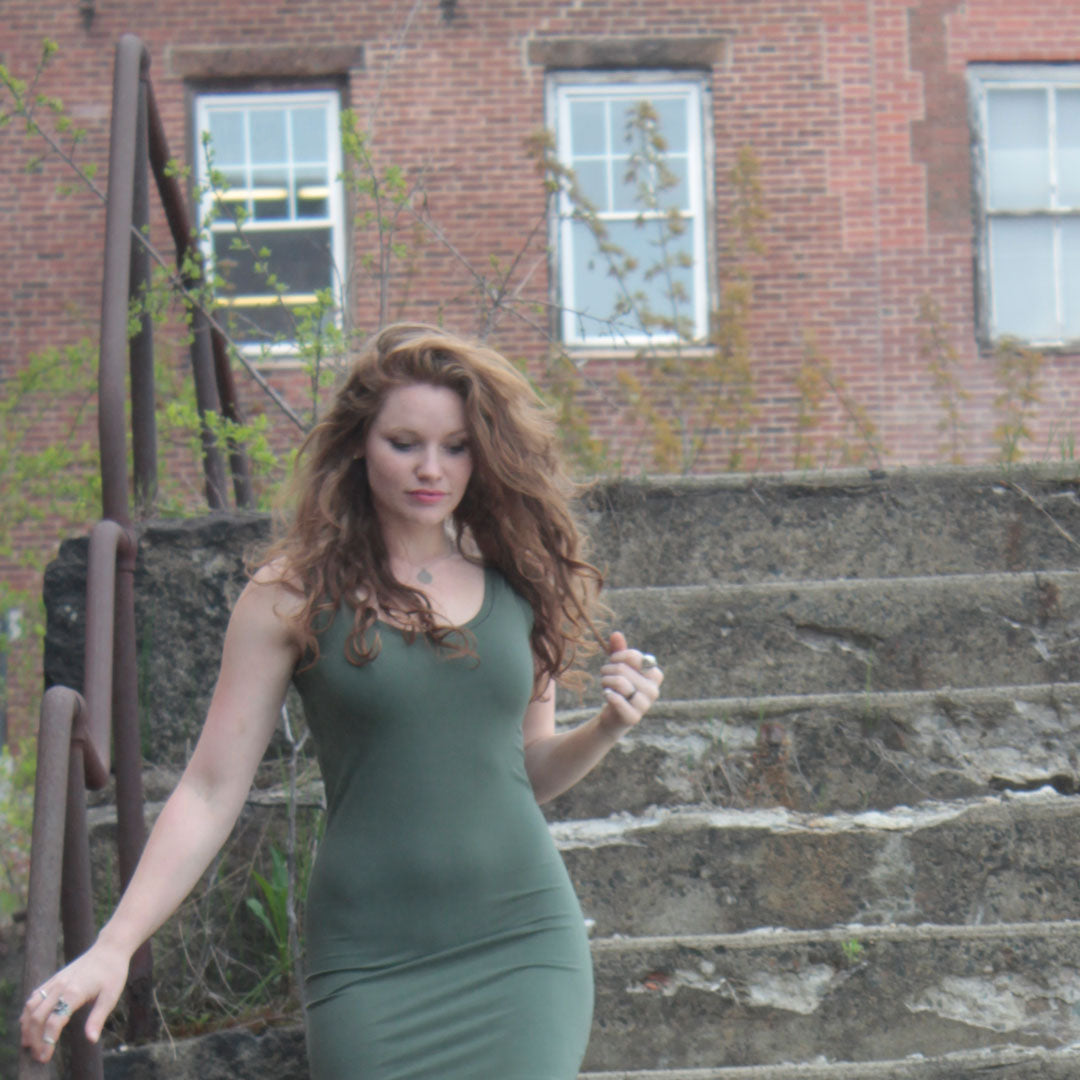 core as a dress in moss bamboo