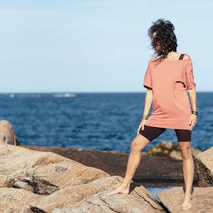 flash off shoulder top in reef + hiker in peat