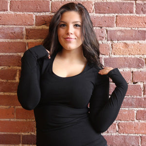 black bamboo vneck long sleeve