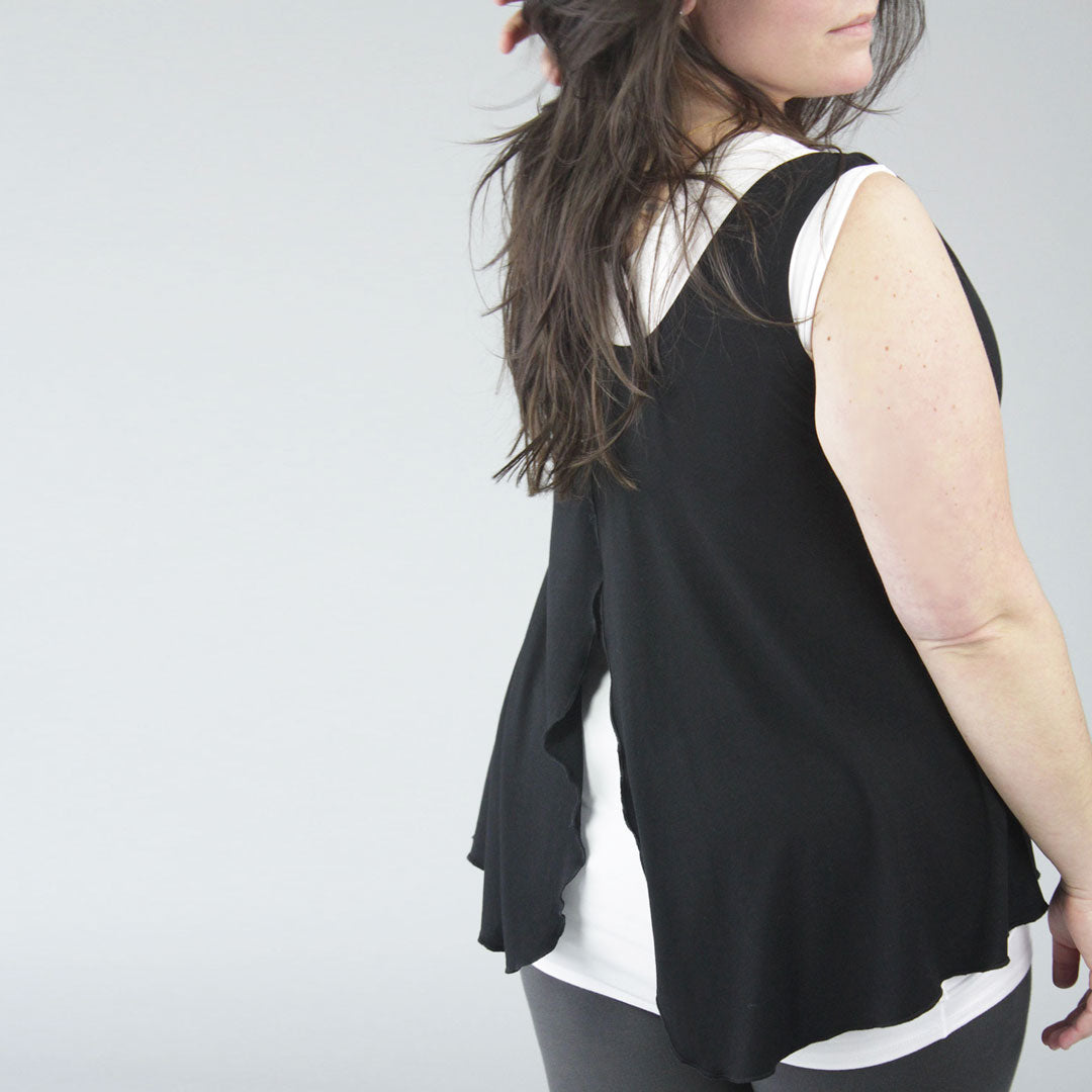 tulip tissue tank in black