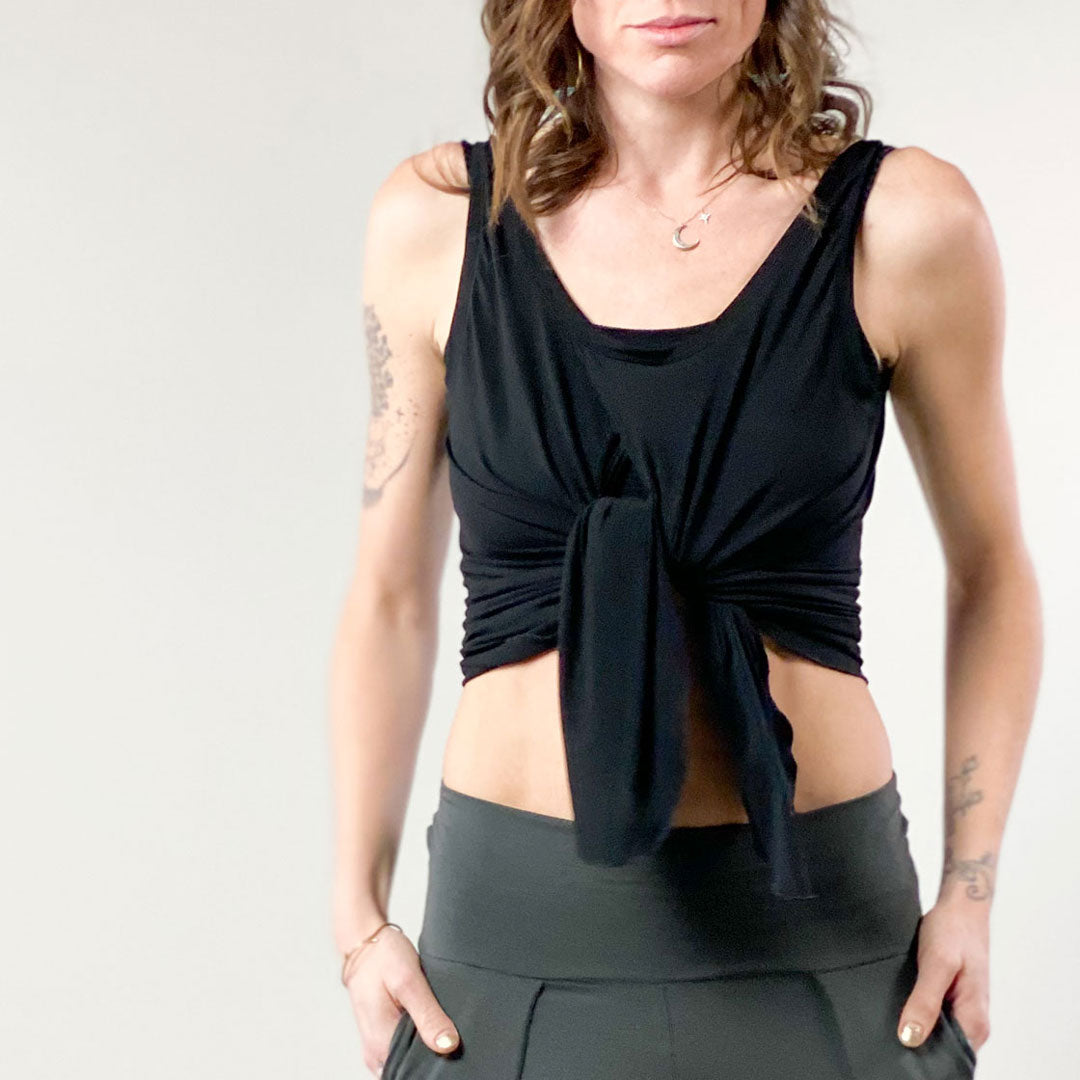 tulip tissue tank in black