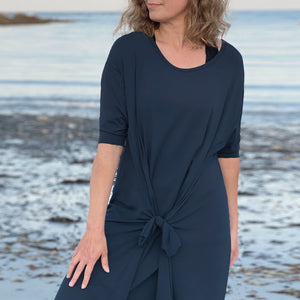 tissue navy tide dress glides over curves