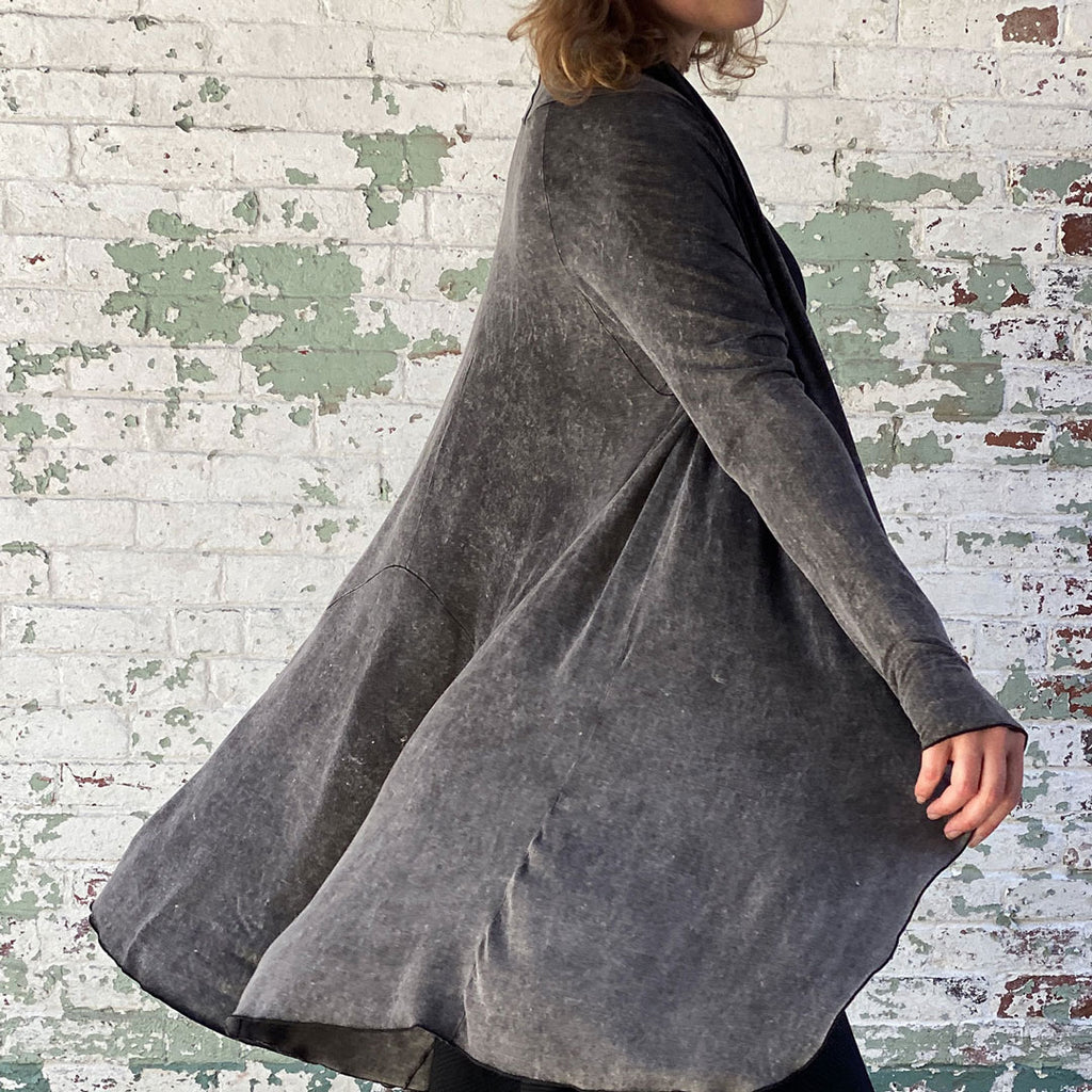 riding coat duster jacket in mineral